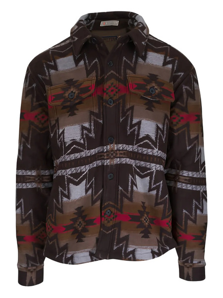  Faherty Doug Patterned Fleece Overshirt - Brown 