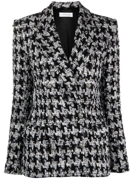  Faith Connexion Bouclé Houndstooth-pattern Blazer - Black 