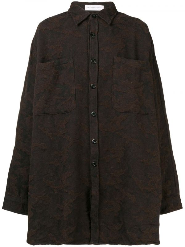  Faith Connexion Oversized Textured Shirt - Brown 