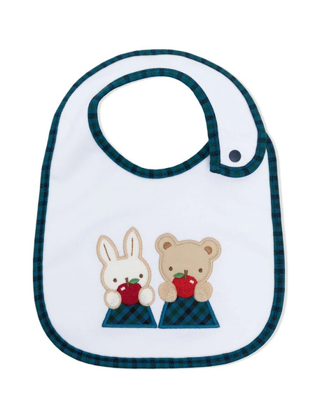  Familiar Animals-print Contrast-trimmed Bib - White 