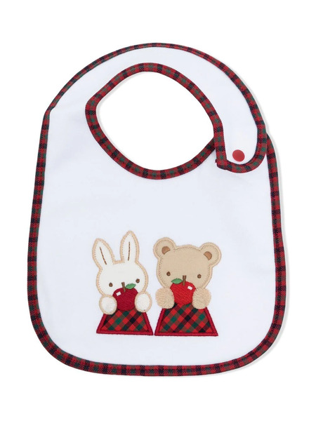 Familiar Animals-print Contrast-trimmed Bib - White 
