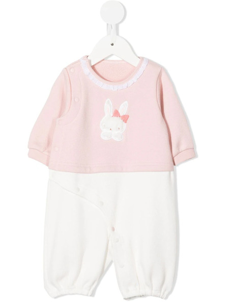  Familiar Appliqué-detail Cotton Romper - Pink 