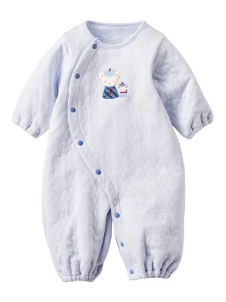  Familiar Appliquéd Cotton-blend Romper - Blue 