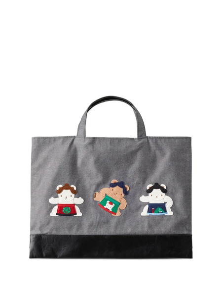  Familiar Bear-applique Tote Bag - Black 