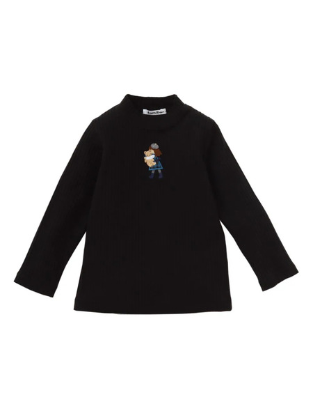  Familiar Bear-embroidered Mock-neck Jumper - Black 