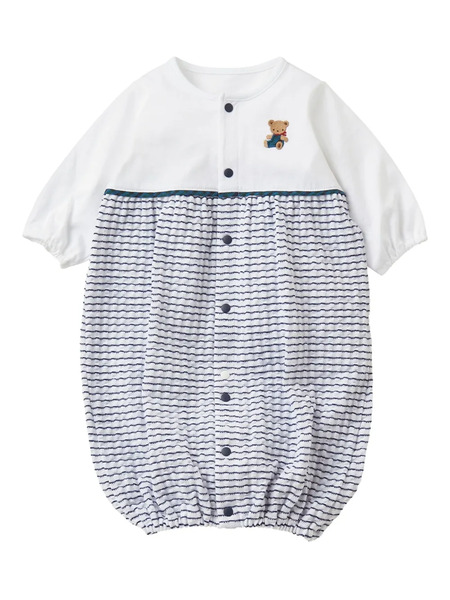 Familiar Bear-embroidered Romper - White 