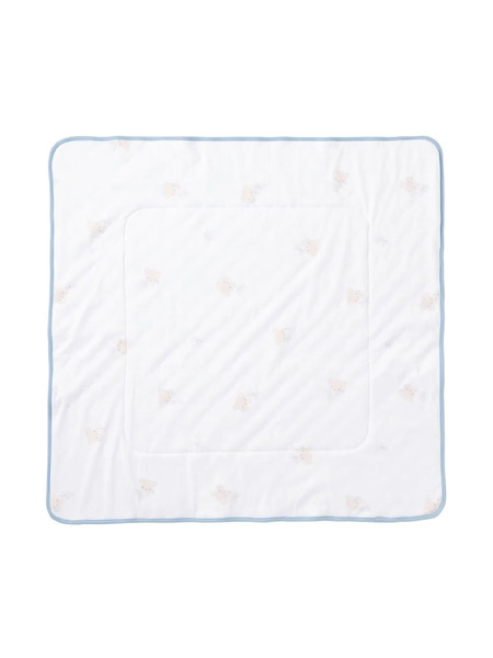  Familiar Bear-print Cotton Blanket - Blue 