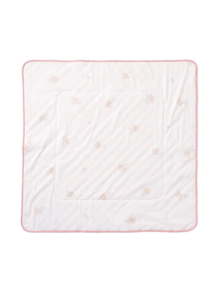  Familiar Bear-print Cotton Blanket - Pink 