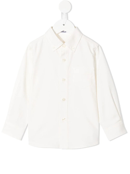  Familiar Buttoned Long-sleeve Shirt - White 