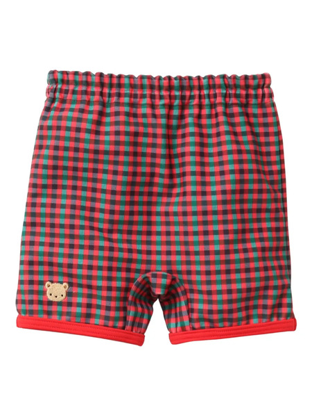  Familiar Check-pattern Swim Shorts - Red 