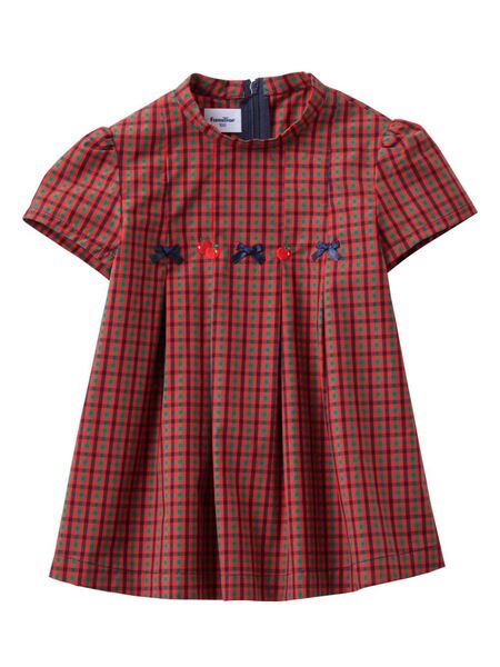  Familiar Checked Cotton Dress - Red 
