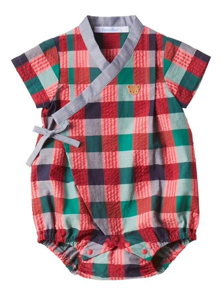  Familiar Checked Wrap Bodysuit - Red 