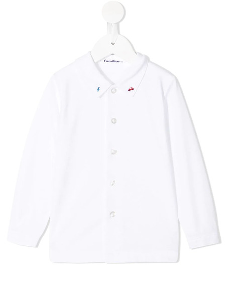  Familiar Embroidered-collar Shirt - White 