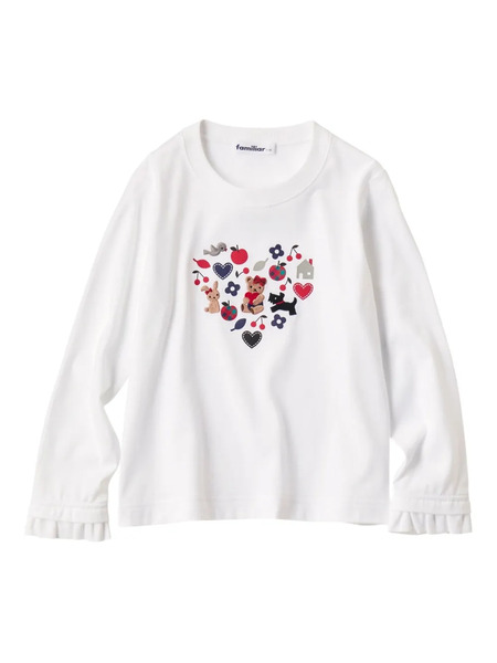  Familiar Heart-motif T-shirt - White 