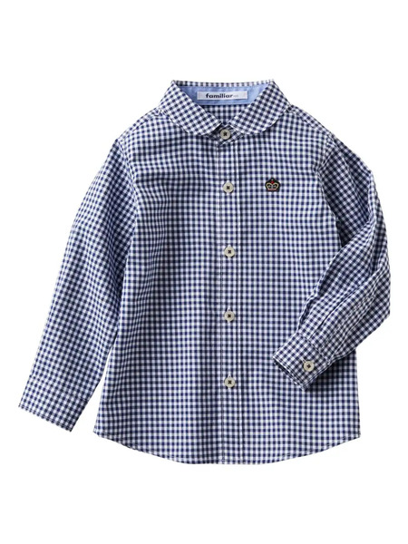  Familiar Logo-appliqué Cotton Shirt - Blue 