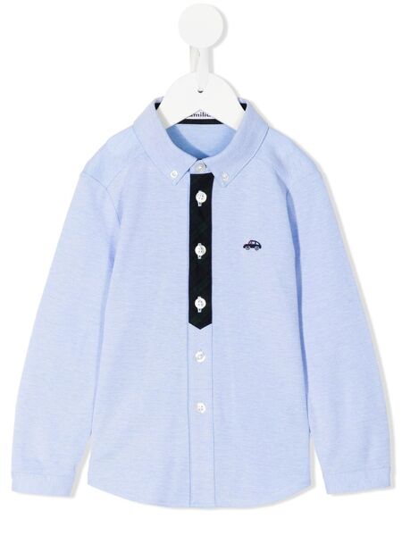  Familiar Long-sleeve Polo Shirt - Blue 