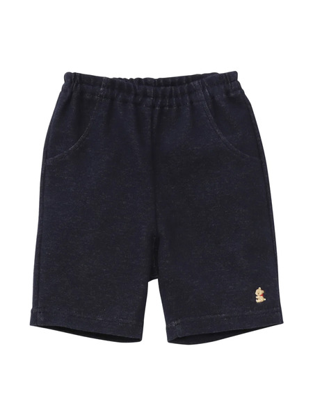 Familiar Motif-embroidered Cotton Shorts - Blue 