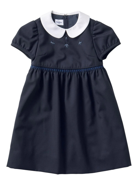  Familiar Motif-embroidered Wool Midi Dress - Blue 