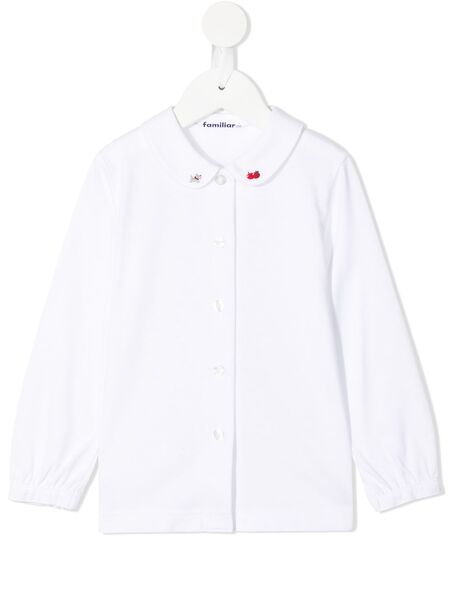  Familiar Peter Pan-collar Shirt - White 