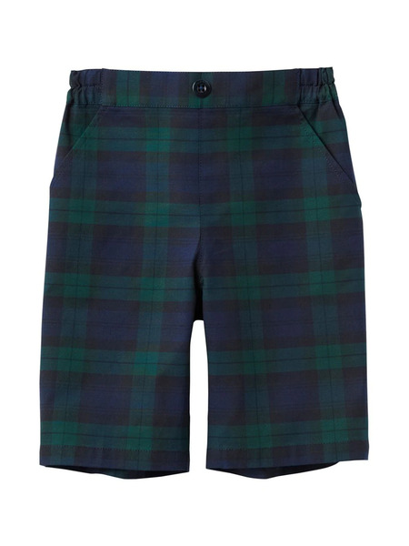  Familiar Plaid Cotton-blend Shorts - Blue 