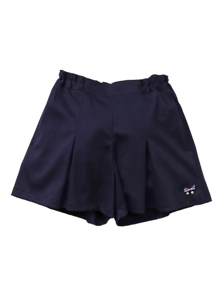  Familiar Pleated-details Elasticated-waist Shorts - Blue 