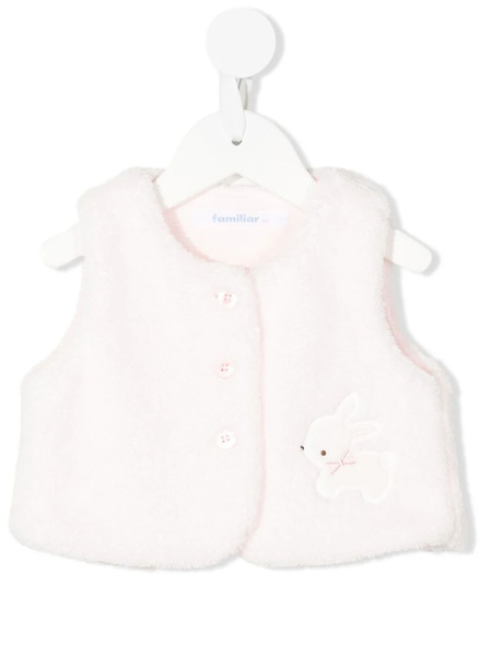  Familiar Rabbit-patch Sleeveless Waistcoat - Pink 