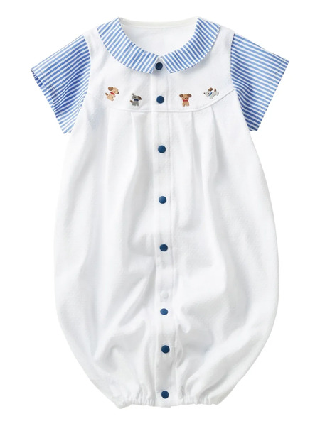  Familiar Striped-detail Romper - White 
