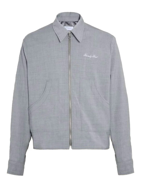  Family First Embroidered Zip-up Jacket - Grey 