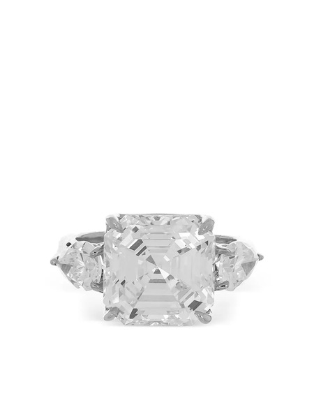  Fantasia By Deserio Square-cut Pear Side-stones Ring - Silver 