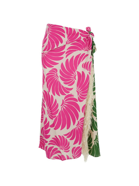  Farm Rio Banana Wings Midi Skirt - Pink 