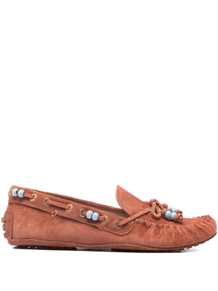  Farm Rio Beaded Moccasin Loafers - Brown 