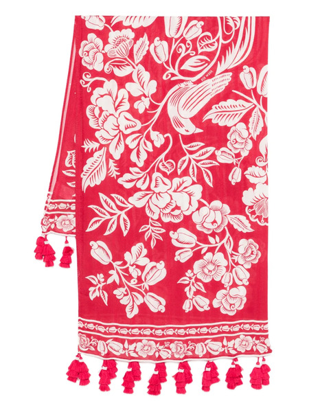  Farm Rio Bird Floral-print Beach Cover-up - Red 