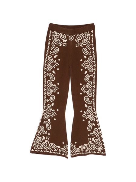  Farm Rio Bohemian Paisley Knitted Flared Trousers - Brown 
