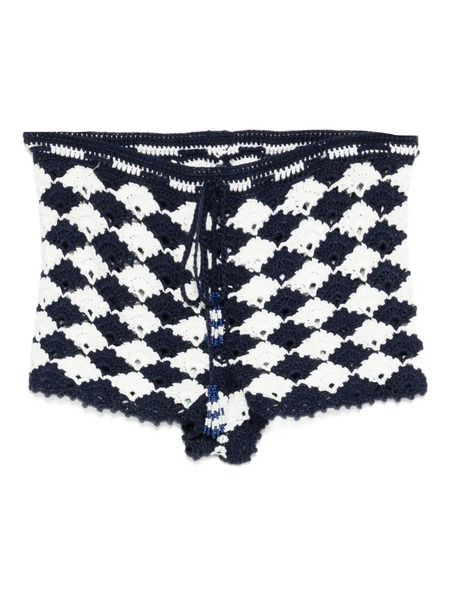  Farm Rio Crochet Drawstring Shorts - White 