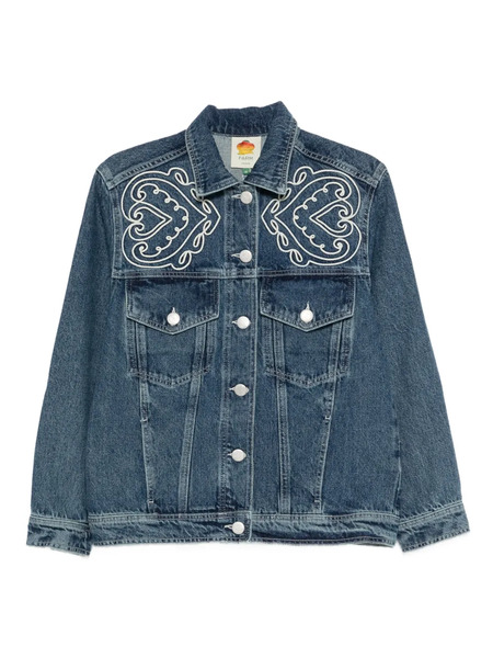  Farm Rio Embroidered Chest-pocket Jacket - Blue 