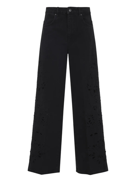  Farm Rio Floral-appliqué Five-pockets Jeans - Black 