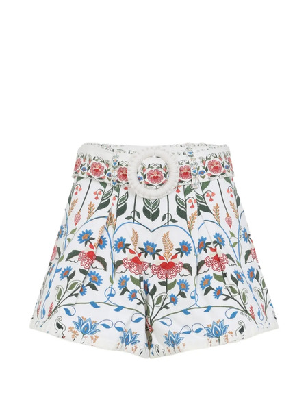  Farm Rio Floral Belted Shorts - White 