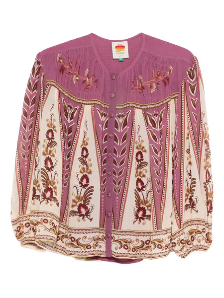  Farm Rio Floral Embroidered Shirt - Purple 