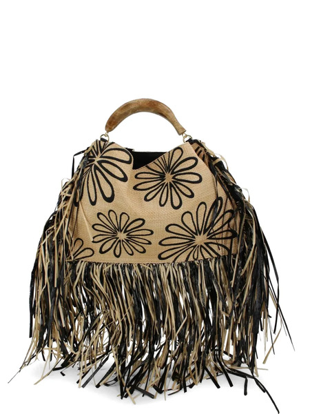  Farm Rio Floral Fringe Tote Bag - Neutrals 