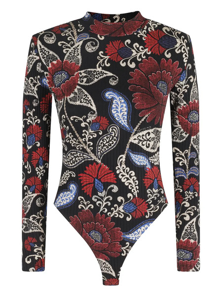  Farm Rio Floral High-neck Top - Black 