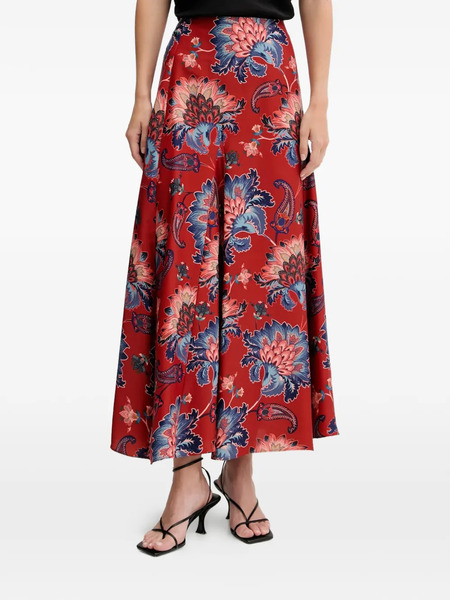  Farm Rio Floral Maxi Skirt - Red 