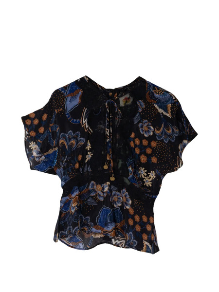  Farm Rio Floral-print Blouse - Black 