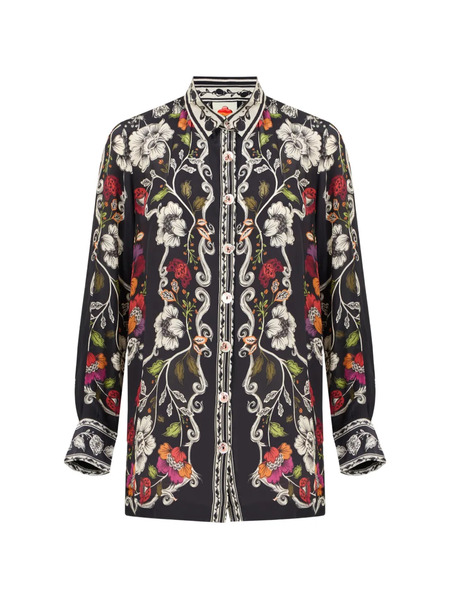  Farm Rio Floral-print Button-up Shirt - Black 
