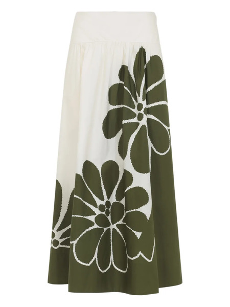  Farm Rio Floral-print Midi Skirt - White 