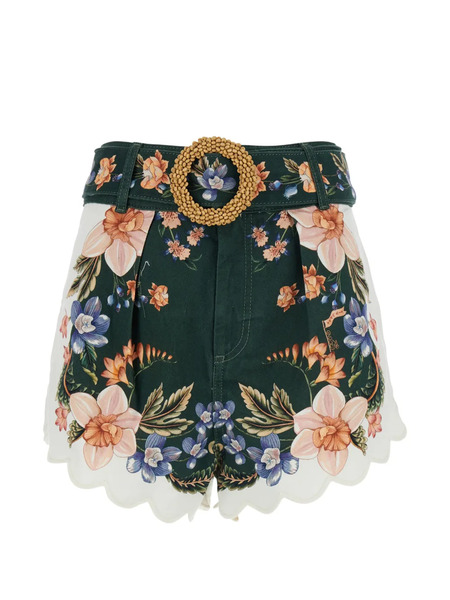  Farm Rio Floral-print Shorts - Green 