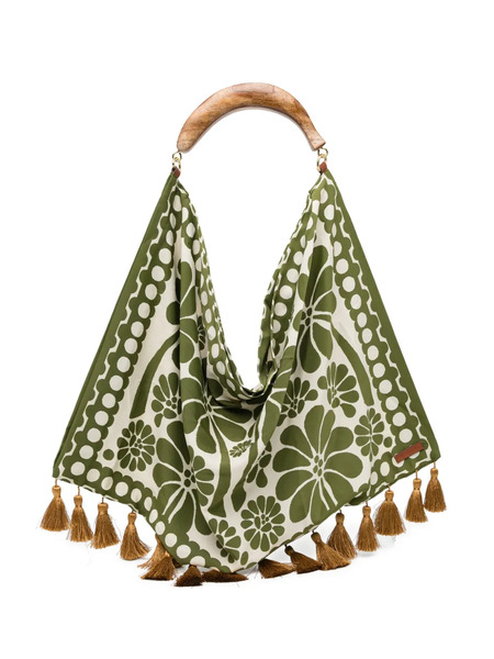  Farm Rio Floral-print Tassel Tote Bag - Green 