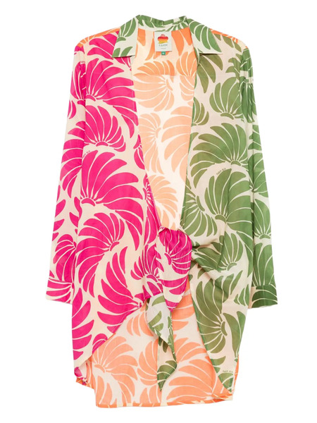  Farm Rio Floral Tie Front Dress - Neutrals 