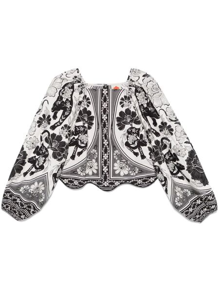  Farm Rio Flower Leopard Blouse - White 