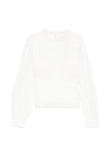  Farm Rio Lace Long-sleeve Blouse - White 