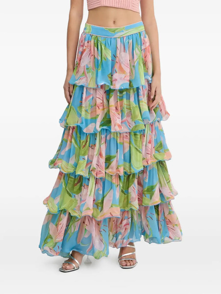  Farm Rio Lily Bloom Maxi Skirt - Blue 